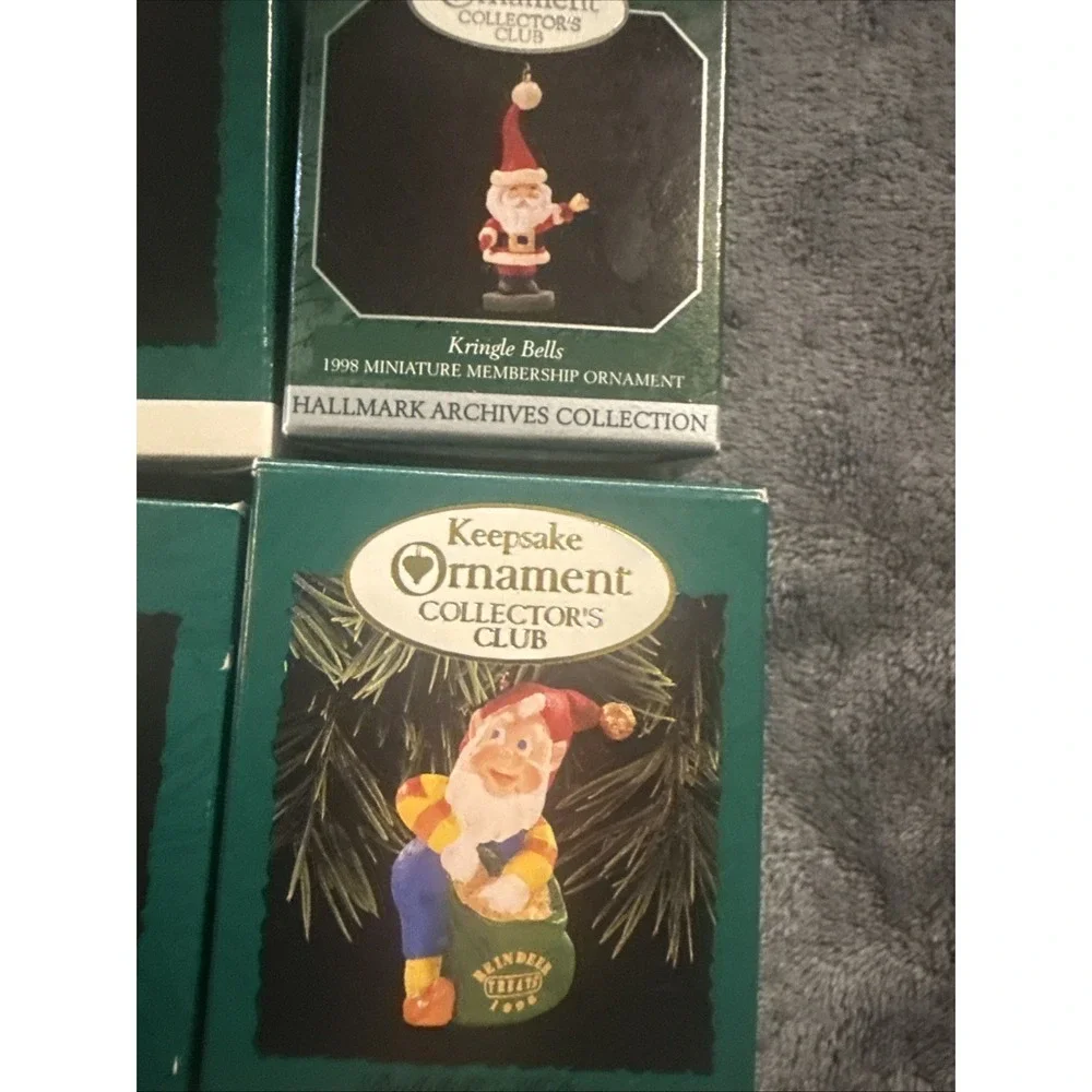 Vtg Hallmark Keepsake Set of 6 Miniature Ornaments Kringle Bells Rudolph Helper‎